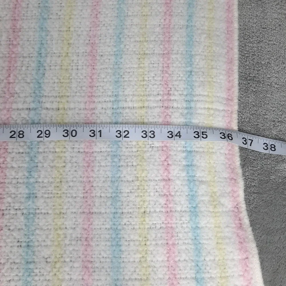 Vintage Pastel Stripe Baby Receiving Blanket Acrylic Waffle Weave Nursery 80s
